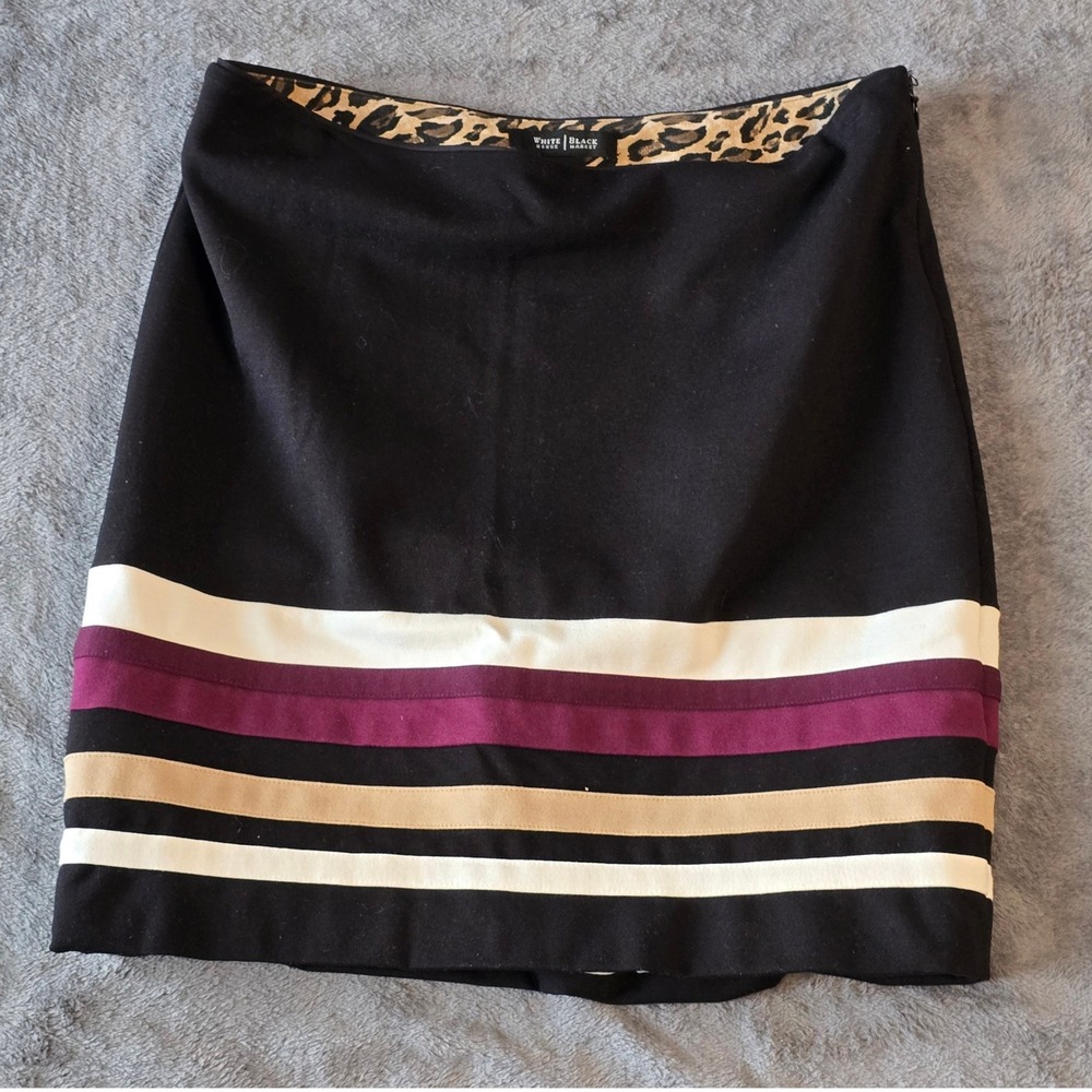 White House Black Market Pencil Skirt Black Size 4 Purple Cream White Stripes